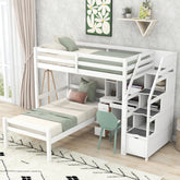 Bellemave® Twin Size Loft Bed with A Stand - Alone Bed, Storage Staircase, Desk, Shelves and Drawer - Bellemave